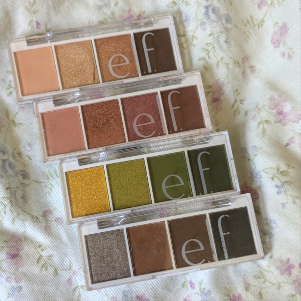 elf Bite-Size Eyeshadow Palette Set - Green, Pink, Brown (Bundle Of 4 Palettes)
